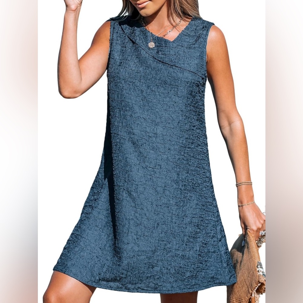 Cupshe Blue Textured Mini Dress